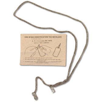 US M1940 Indentification Necklace Early GI Dog Tag Chain