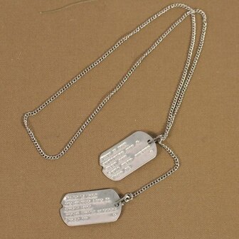 US M1940 Indentification Necklace Early GI Dog Tag Chain