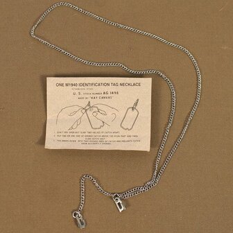 US M1940 Indentification Necklace Early GI Dog Tag Chain