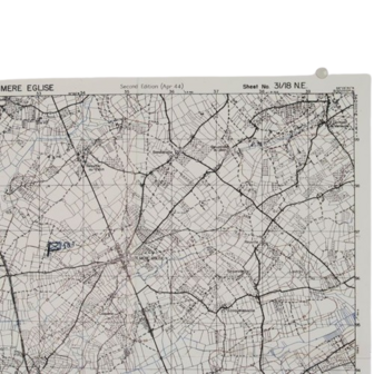 St Mere Eglise Reprint of a WW2 Combat Map used in Normandy by US 101st Airborne