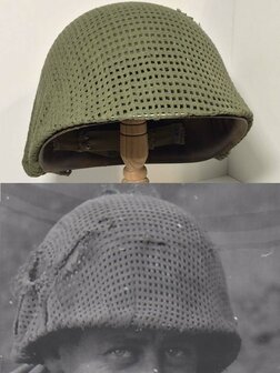 WW2 M1 Shrimp STEEL HELMET Flat NET Late war 