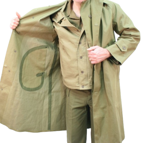 M1938 Dismounted Raincoat Rubberised WW2 US Trench Coat