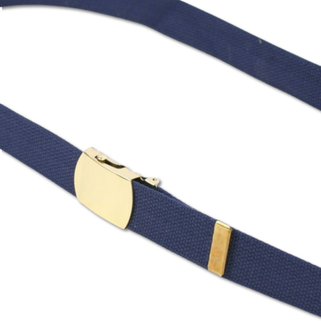 Navy Blue US Army style trouser belt with brass buckle