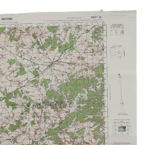 Bastogne Reprint of a WW2 Combat Map used in "Battle of the Bulge" by US 101st Airborne