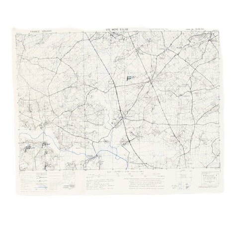 St Mere Eglise Reprint of a WW2 Combat Map used in Normandy by US 101st Airborne