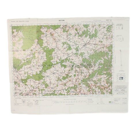 Bastogne Reprint of a WW2 Combat Map used in "Battle of the Bulge" by US 101st Airborne