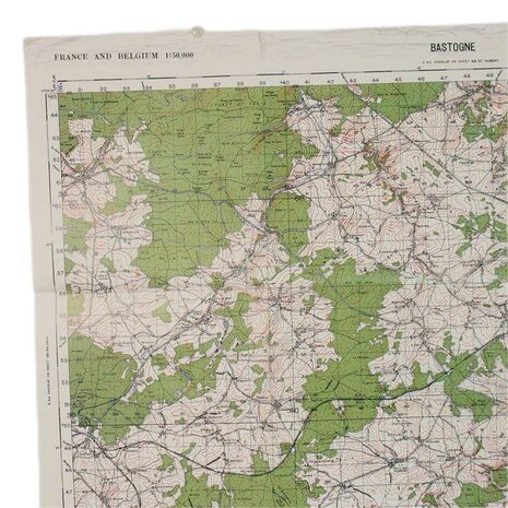 Bastogne Reprint of a WW2 Combat Map used in "Battle of the Bulge" by US 101st Airborne