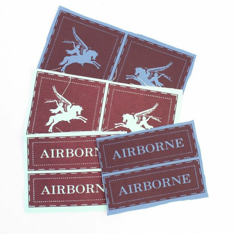 British 1st & 6th Light Blue Printed Airborne Division Badge set