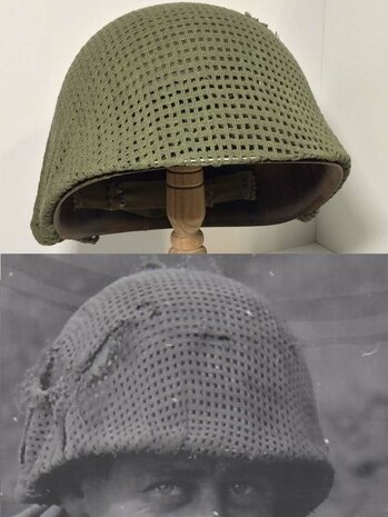 WW2 M1 Shrimp STEEL HELMET Flat NET Late war 