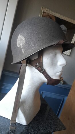 WW2 M2 Paratrooper Helmet, 101st 506th 2nd Bat. PIR E-Co "Swivel Bail" helmet type Normandy / Market Garden 