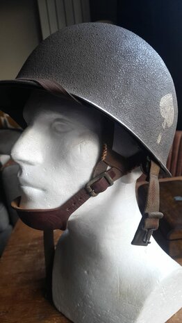 WW2 M2 Paratrooper Helmet, 101st 506th 2nd Bat. PIR E-Co "Swivel Bail" helmet type Normandy / Market Garden 